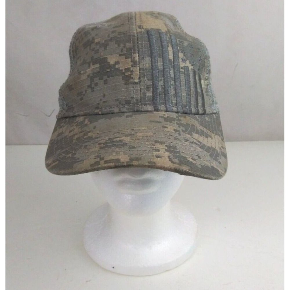 USA Flag Pixelated Gray/Beige Camo Mesh Back Embroidered Snapback Baseball Cap